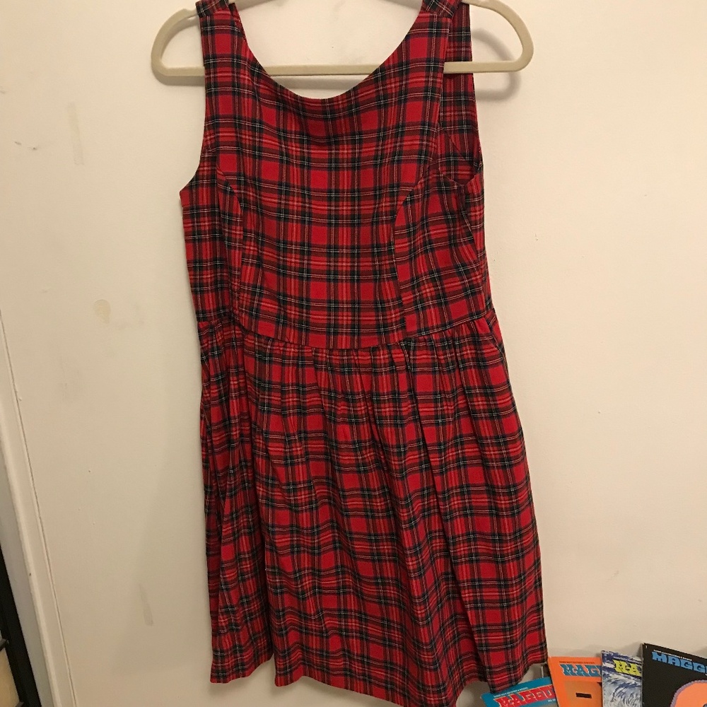 Tuesday of California Plaid Pinafore Dress Medium